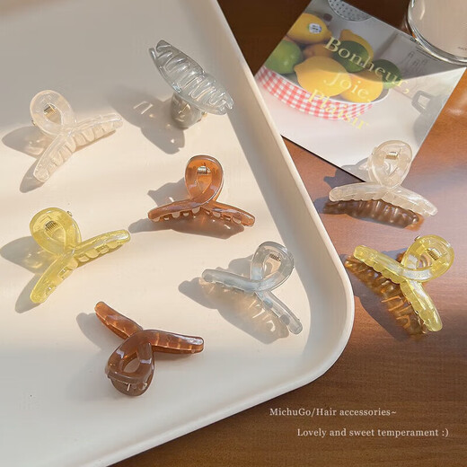 4CM jelly color translucent small hair clip semi-tied small shark clip sweet cross hair clip TS53-jelly color small hair clip 2 random