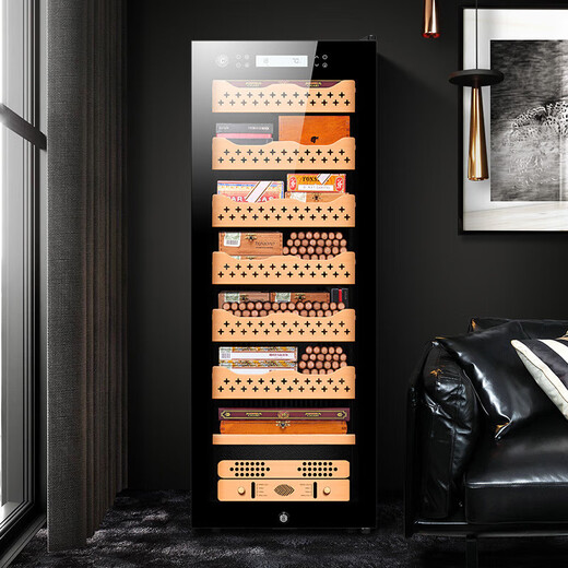 CIGARLOONG Cigar Cabinet Constant Temperature and Humidity Intelligent Compressor Energy-saving Silent Negative Ion Ammonia Removal Cigar Humidifier Cabinet Beech Bare Ammonia Purifier + Wifi + Compressor Constant