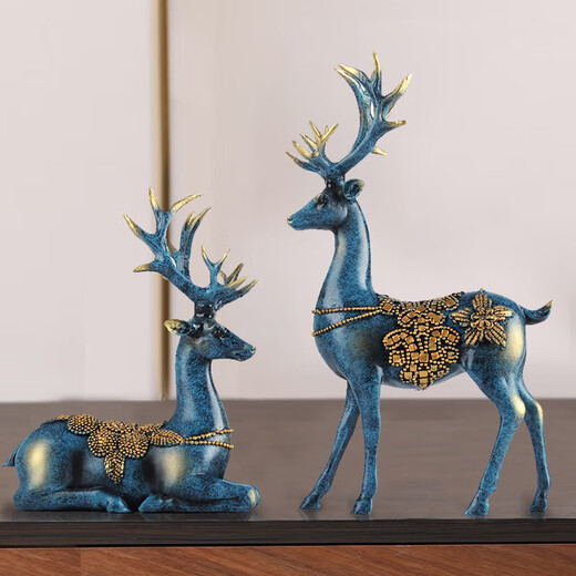 侑家良品 福鹿双至情侣鹿 客厅热门商品办公室摆件 乔迁礼品 