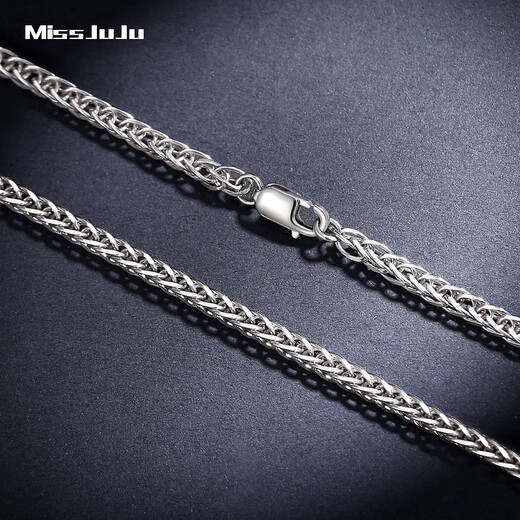 Miss JuJu pt950 platinum necklace for men and women, platinum necklace, clavicle chain, Chopard chain, thick style, thick sweater chain neck ornament, weight 17.2-17.4g, length 55cm, thickness 2.2mmM buckle