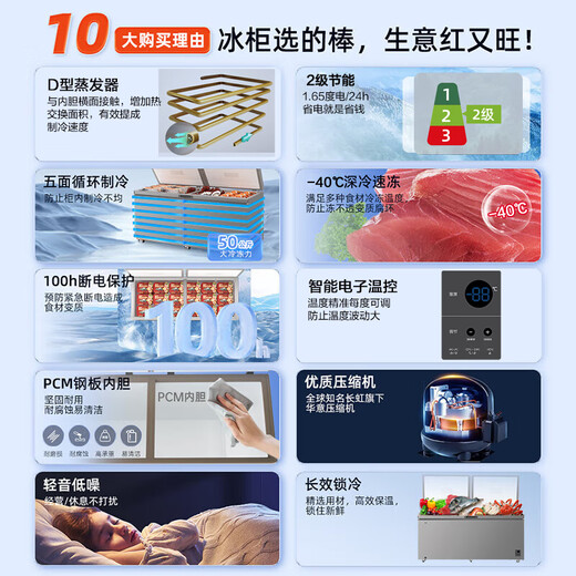 美菱（MeiLing）【线下同款】商用大冷柜冷藏冷冻商超肉食速冻茶叶鲜花储存柜零下40度低温大冷冻冰柜 BC/BD-736DTE【PCM内胆】星砂银