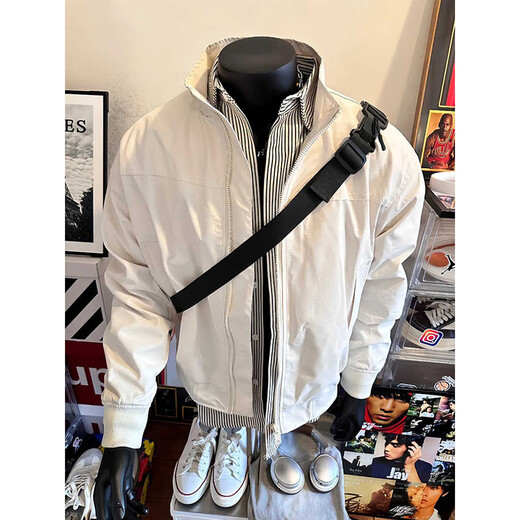 POUMvintage美式教练夹克男秋冬款潮牌棒球服男底特律廓形立领外套男 CLH-Y6629杏色 XL