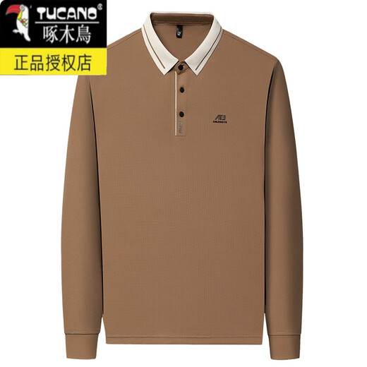 T-shirt à manches longues Woodpecteer Men 2025 Spring and Automne New Business Leisure Loose Base Polo Shirt 16823 Green clair M 165 [95-120jin suggéré [Jin est égal à 0,5 kg]]]