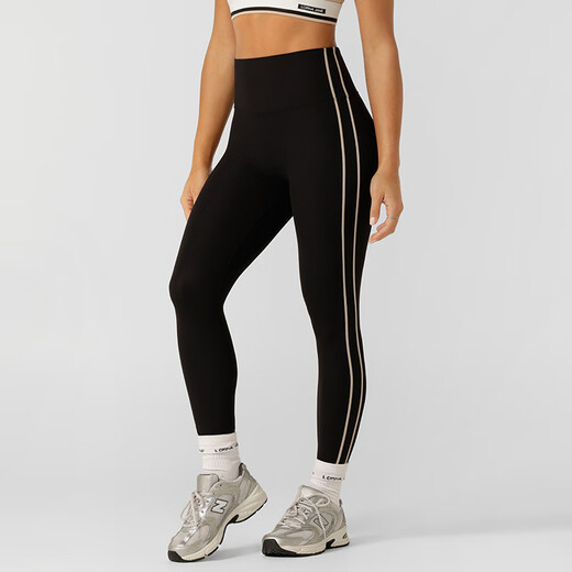 LORNA JANE Australian design high waist hip lift contrast color yoga Pilates fitness nine-point pants yoga wear LUXE women's LJ yoga pants classic black S