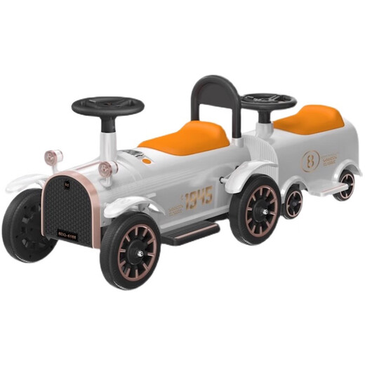 Dake children's small train can seat one person electric car four-wheel remote control car boy and girl double baby adult toy stroller white dual drive + early education + 1 front + 2 compartments