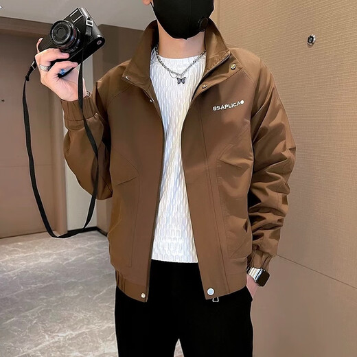 Changden high-end workwear jacket men's spring and autumn trendy brand handsome embroidered jacket 2025 autumn and winter men's autumn top black G1450 XL