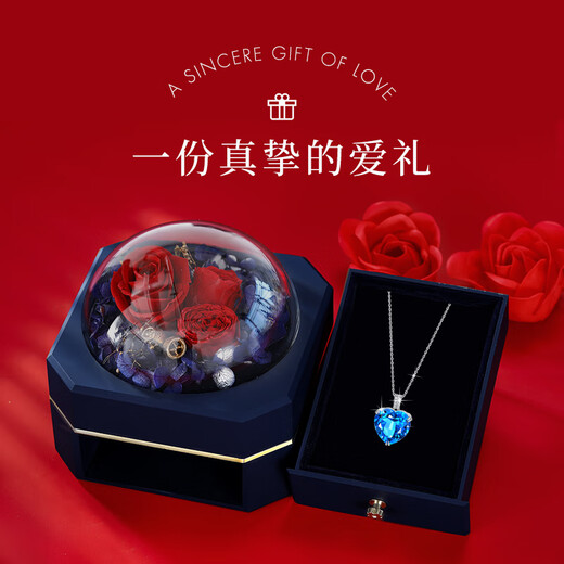 HEEKAIYI Heart of the Ocean Necklace Topaz Luxury Jewelry for Women Chinese Valentine's Day Birthday Gift for Wife and Girlfriend 2.3ct Topaz Heart of the Ocean Necklace