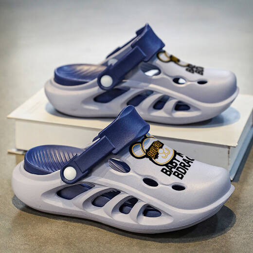 Hongxing tong ke broken size boys's cave shoes 2025 Spring Новые детские липкие тапочки средне-биг-мальчик с серым голубым голубым стилем