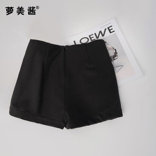 萝美酱辣妹热裤女夏季打底弹力超短裤春秋小个子外穿高腰紧身弹力防走光 黑色 S 【建议90-100斤】