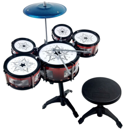 
Mi Lan MIELANAT2025 new high-quality drum set children's drum toys beginners' percussion instrument large simulated jazz small three drums + chair