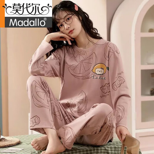 Pajama de manga larga de marca modal para mujeres en la primavera, otoño y verano, algodón dulce y linda ropa casera, gran tamaño, se puede usar fuera del traje, conejo plegable 831 m 80jin [Jin iguala 0.5 kg] -100jin [Jin equivale a 0.5 kg]