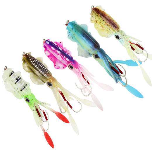 Jiaojing Blei Oktopus Köder Doppelhaken Tintenfisch Köder 15cm60g Seefischerboot Fischerei Simuliertes gefälschtes Köder Tiefsee Weichköder A1047# Blei 15 cm Tintenfisch Köder