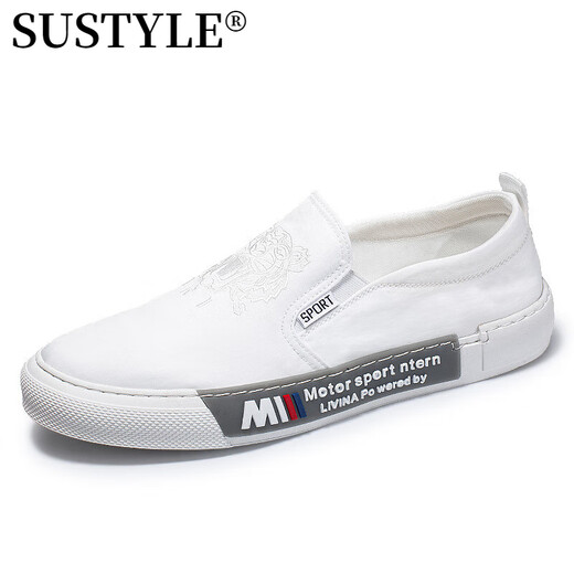 SUSTYLE High-End-Marke High-End 2025 Neue atmungsaktive Stoffschuhe Ein-Fuß-Schuhe lässige Leinwandschuhe Männer schwarz 40