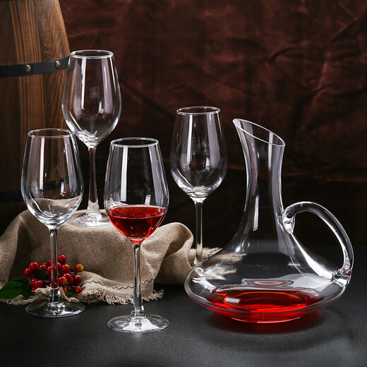 Fat Donglai's same style red wine glass set, household goblet, large decanter, wine set, European crystal glass, classic style 330ml 2 pieces