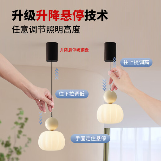 XMSJ床头吊灯感轻奢吊线灯可升降法式奶油风卧室单头网红升降简约 套餐897-三室两厅-三色变光