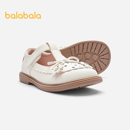 Balabala children's shoes children's princess shoes girls sandals summer new British style small leather shoes off-white off-white 10301 26