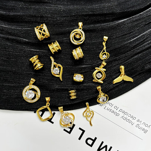 Puli 18K sand gold pendant women's gold-plated necklace single pendant without chain gold-plated clavicle chain single pendant 18k (diamond small waist)