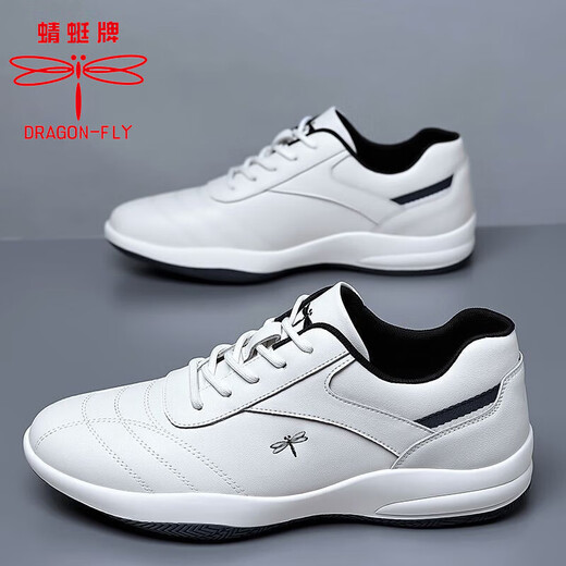 Dragonfly Brand Herrenschuhe neue vielseitige Herren Lederschuhe Sport und lässige Kuhwahnsinnsschuhe Koreanische Kleidung-resistente weiche Softweiche Running-Schuhe Männer 9877 Weiße innere Höhe erhöhen 41 41