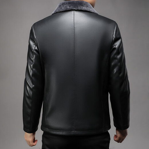 MAGIOPY luxury high-end brand men's leather jacket men's winter new pu leather jacket men's business warm casual fur all-in-one coffee color 175 L