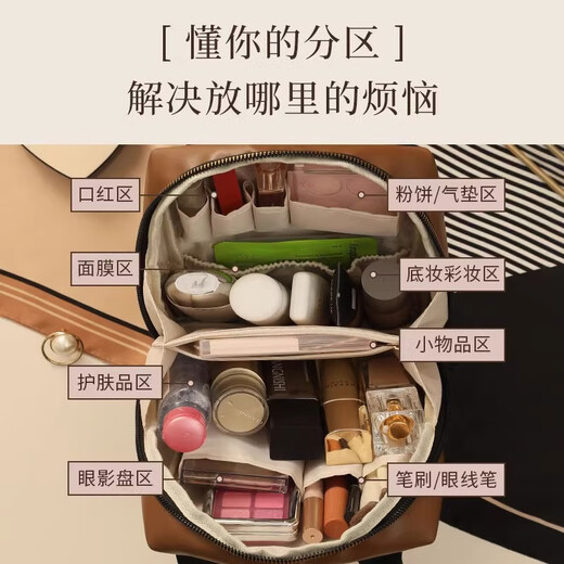 Ventilateur Yejia Sugar Cube Makeup Sac pour femmes Partition de grande capacité Portable Produits de soins de la peau Sac de toilette de voyage pour femmes