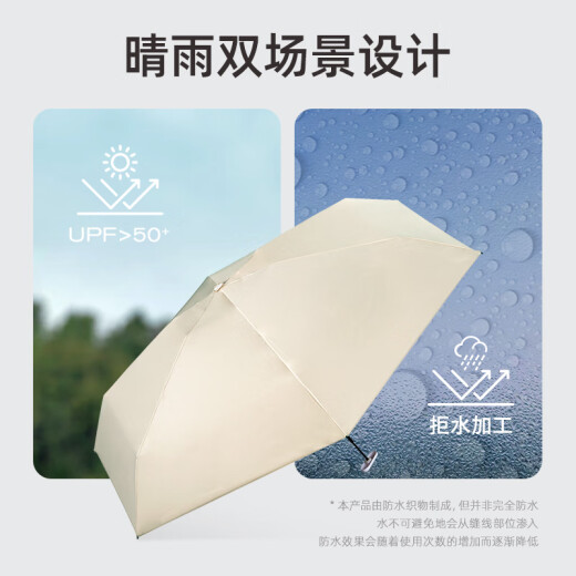 Wpc.遮阳伞晴雨两用伞户外日本迷你超轻防紫外线防晒太阳伞五折折叠伞 米白801-12803-102 OF
