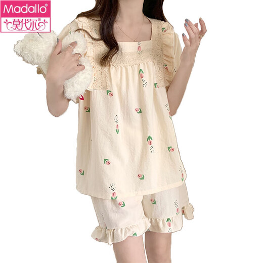 Pijama modal para mujeres en verano dulce algodón de manga corta de algodón corto traje de verano damas delgada internet ropa casera de primavera y estilo otoño 695 2xl [135-160Jin [Jin iguala 0.5 kg]]]