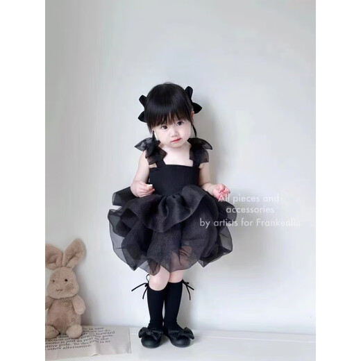 叶余公主裙女童夏季连衣裙婴儿裙子吊带蓬蓬裙宝宝礼服 白色 80 建议身高70cm左右