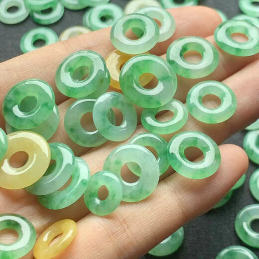 Moqianxue myanmar Jade Yang Green Серьги пончики ic