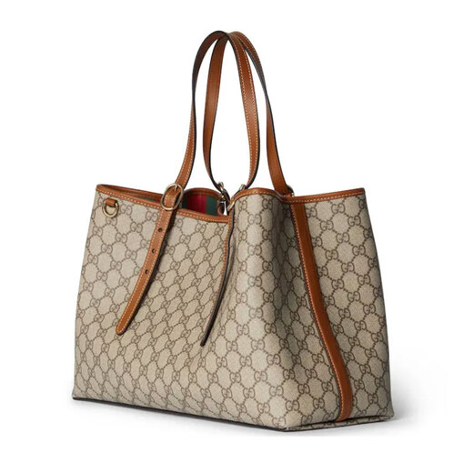 古驰（GUCCI）女包托特包手提包双G Emblem系列中号托特包送女友礼物 中号米色棕色815213FAD6L9758