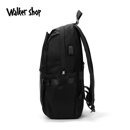 Walker Shop [Brand Selection] Men's Backpack Simple Large Capacity Computer Bag Backpack Men's Backpack Waterproof Travel Bag Black