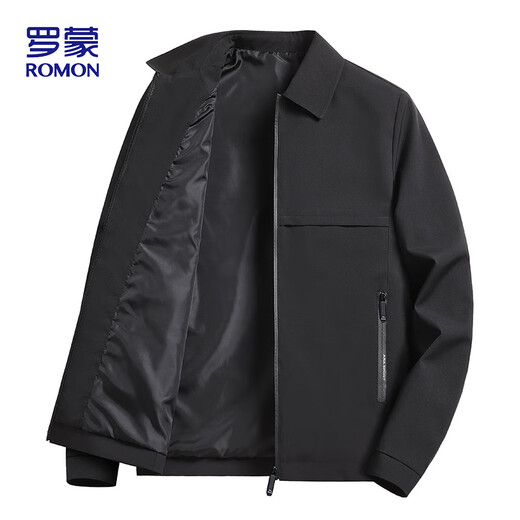ROMON jacket men's spring and autumn business casual lapel top fashion cadre executive jacket men's clothing MK73 black 2X