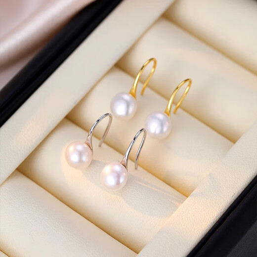 Qi Xiaomi S925 silver freshwater pearl earrings for women, pierced earrings for sleeping, no need to remove silver earrings, niche anti-blocking needle earrings, a pair of 6mm pearl earrings, 925 silver - suitable for ear care