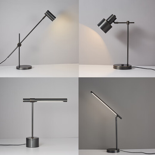 XMSJ Memory Copper Schlafzimmer Tischlampe Kinder lernen Spezielle Tischlampe faltbare nordische einfache Internet -Promi Creative Nachtlampe 9195 Tischlampe Schwarz Gold Gummi -Knopfschalter