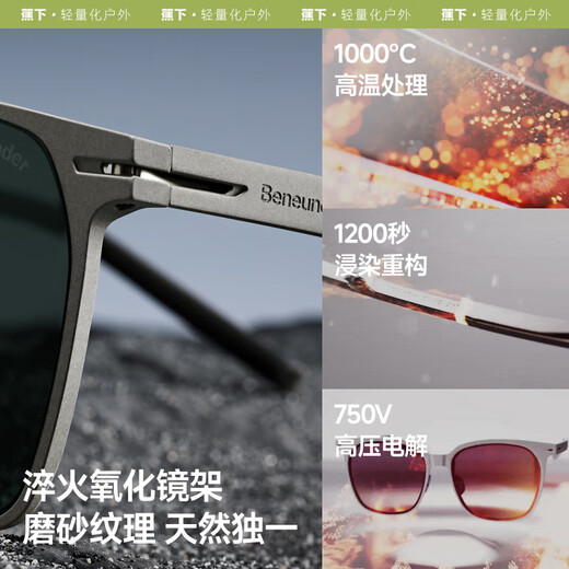 Beneunder sunglasses, men's cycling glasses, special sunglasses for driving, polarized sunglasses, aluminum-magnesium alloy large square frame