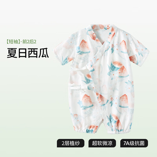 贝肽斯婴儿衣服夏季薄款连体衣新生儿宝宝短袖竹棉纱布哈衣睡衣