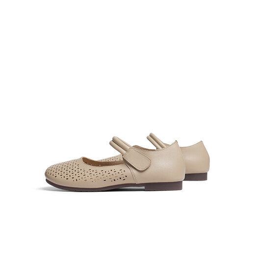 Libellule rouge leap mère single chaussures single 25 printemps femme respirant creux bouche rond des chaussures plates wtb15145 jaune 37