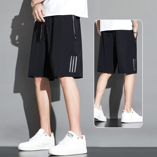 Kefeiwo Shorts Herren-Sommermodemarke Thin Ice Seide Schnelltrocknen lässige Sporthosen Lose atmungsaktive Fitness Fünf-Minuten-Fitness Bai-K723 Grau (Ice Seide Cool Shorts) m (empfohlenes Gewicht 85-95 Jin [Jin gleich 0,5 kg]))