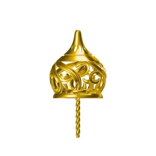 The library selects 18K gold gourd pendant with empty support, auspicious and wishful pagoda and tripod pearl pendant beeswax bead necklace pendant diy accessories 18K gold large glossy model