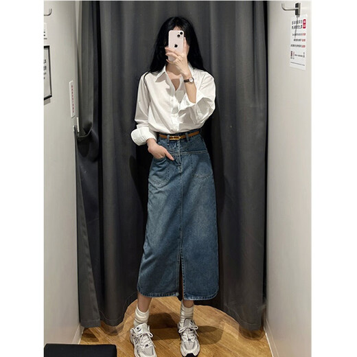 JZDZ temperament white shirt women's long-sleeved tops women's layering spring new Korean version versatile chic loose outer wear slim white M