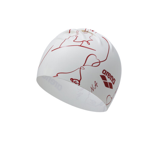 Arena's 25th new product unisex poker self-swimming waterproof large head circumference long hair elastic silicone swimming cap white