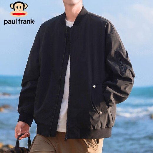 Paul Frank Jacket Men's Autumn and Winter Trendy Loose Jacket Men's American Flying Casual Workwear Men's Black XL