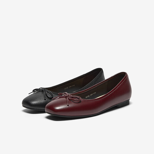 
Bata light mouth single shoes women's 2025 spring sheepskin ballet single shoes 25123AQ5 black 38