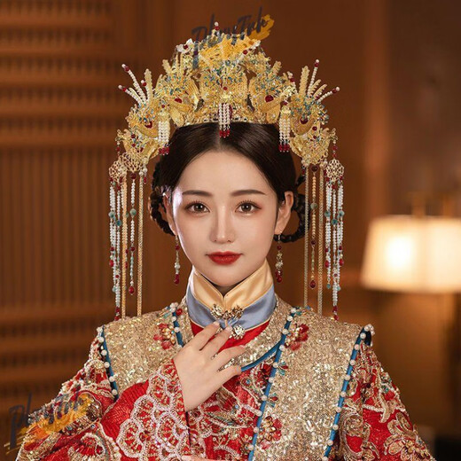 DL 1998 Pangdonglai Qualität Pangdonglai Qualität XiUhe Kopfschmuck Phoenix Crown Ming Made Braut Hanfu Hochzeit Haare Kröner neuer chinesischer Stil Ming MADE PHOENIX CROWN SET X-D10