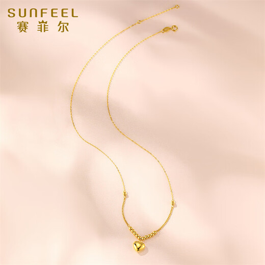 Safir birthday gift 18K gold necklace female love gold bead set chain for girlfriend birthday gift rose gift box