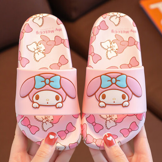 Children's Slippers Sanrio Girls Summer Cartoon Melody Soft Sole Non-Slip Baby Girls Sandals Slippers Kurome Pink Melody 34-35 Inner Length 21.5cm