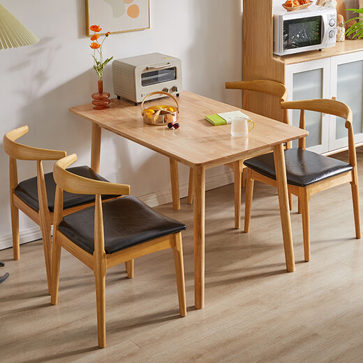 Aibiju all solid wood dining table small apartment home dining table rectangular rice table rubber wood log color 1.2 meters single table