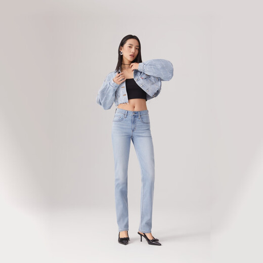Levi's【商场同款】李维斯25夏新款女724高腰修身直筒牛仔裤18883 浅蓝色 29 (28)