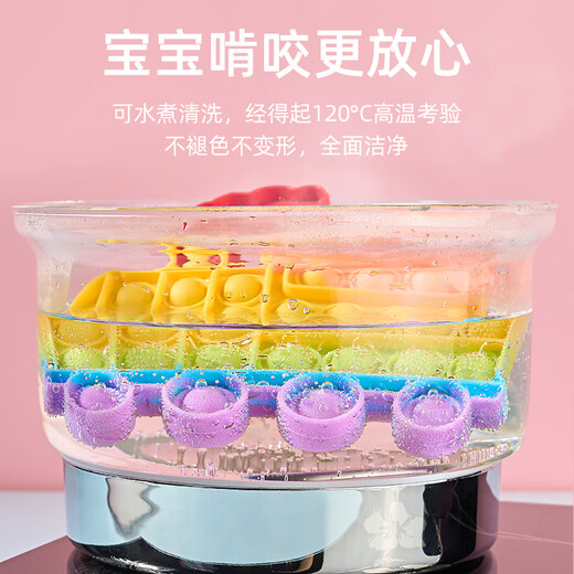 Junshi a pincé les doigts de l'arc-en-ciel des enfants, appuyé sur les boutons des doigts du garçon et de la fille pressés dans la plaque de décharge de pression bébé Wood Man + Cone Rainbow [augmenté et épaissi]