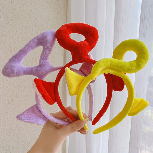 Jieyi Teletubbies headband, face wash headband, hairband, hairpin, hair accessories, female photo props, universal for children and adults, 1 wavelet-red headband, diameter about 13cm