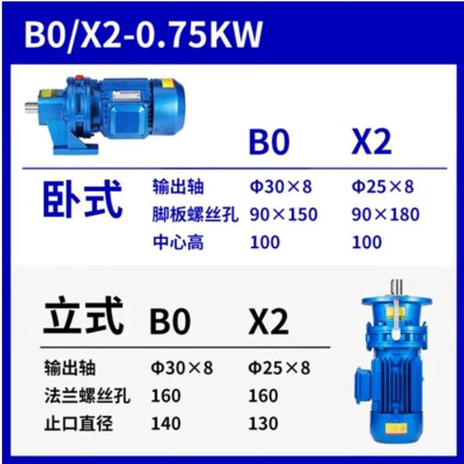 XMSJ摆线针轮减速机BWDXWD卧式行星立式配件全套三相减速电机一体 B0/X2-1.1W轴30/25/15916